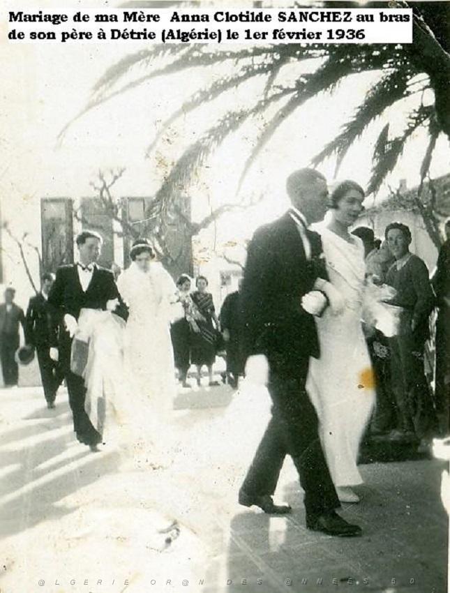 ORANIE- DETRIE- Mariage de mes parents Anne Clotide Sanchez et Antoine Pinto 01 02 1936 (1).jpg